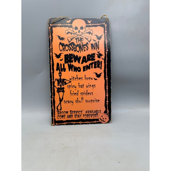 zgejiang younghao Halloween sign decoration beware skeleton pumpkin orange READ - Picture 2 of 5